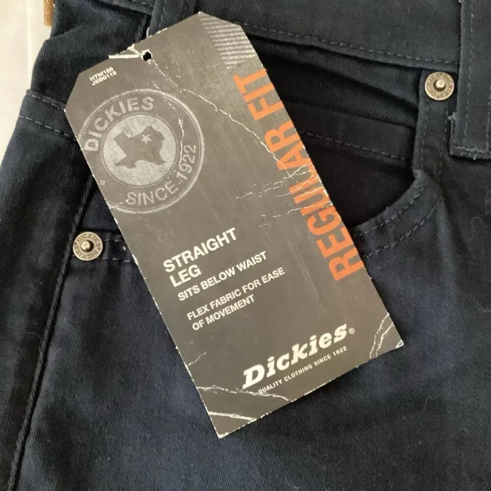 Dickies Mens Flex Regular Fit Straight Leg 40 X 32 Work Duck Pants Navy‎